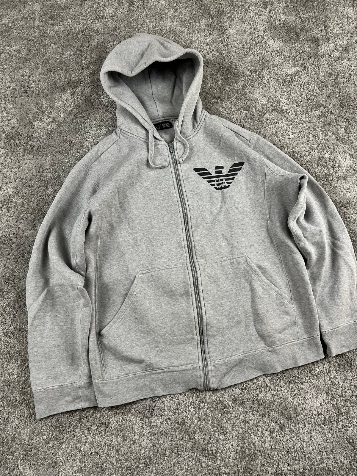 Armani Jeans Zipper/Hoodie Vintage 2000s "Gray/Black" (S)