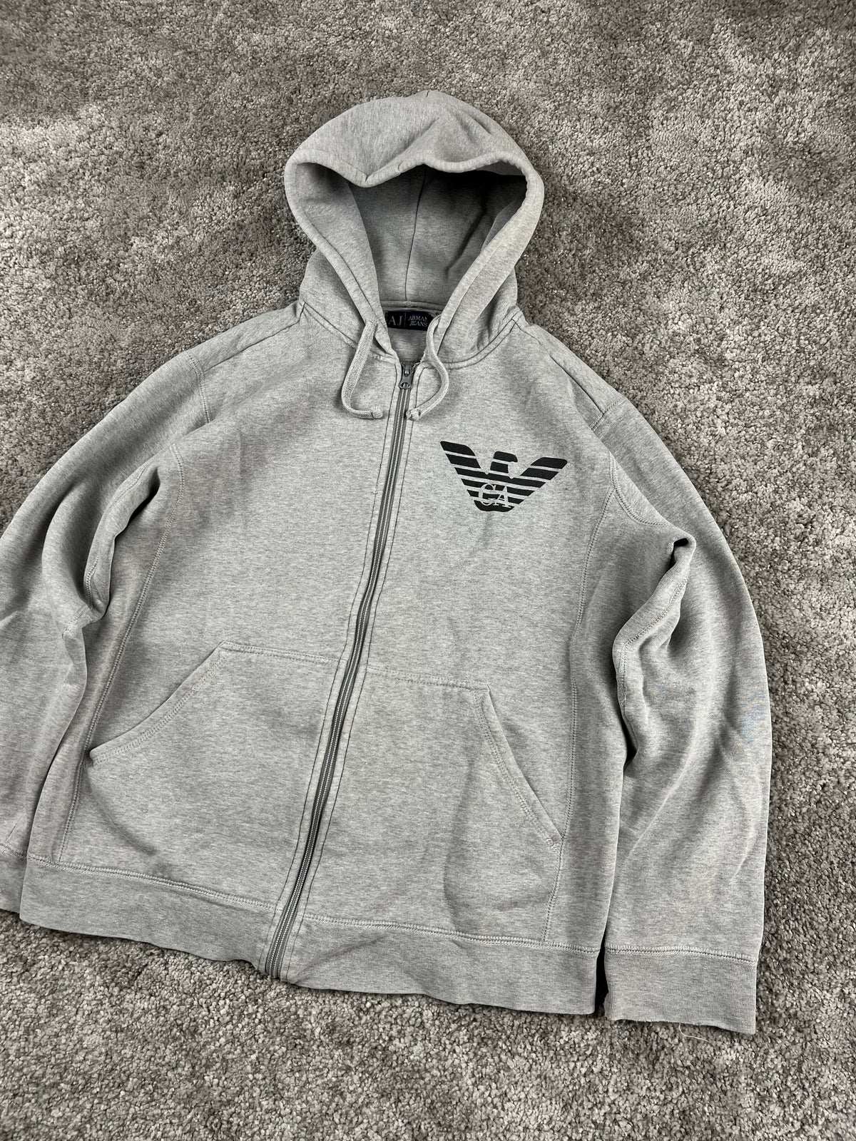 Armani Jeans Zipper/Hoodie Vintage 2000s "Gray/Black" (S)