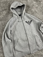 Sudadera con capucha y cremallera Armani Jeans vintage de los años 2000 "Gris/Negro" (S)
