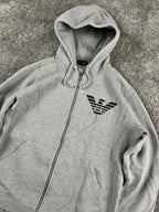 Sudadera con capucha y cremallera Armani Jeans vintage de los años 2000 "Gris/Negro" (S)