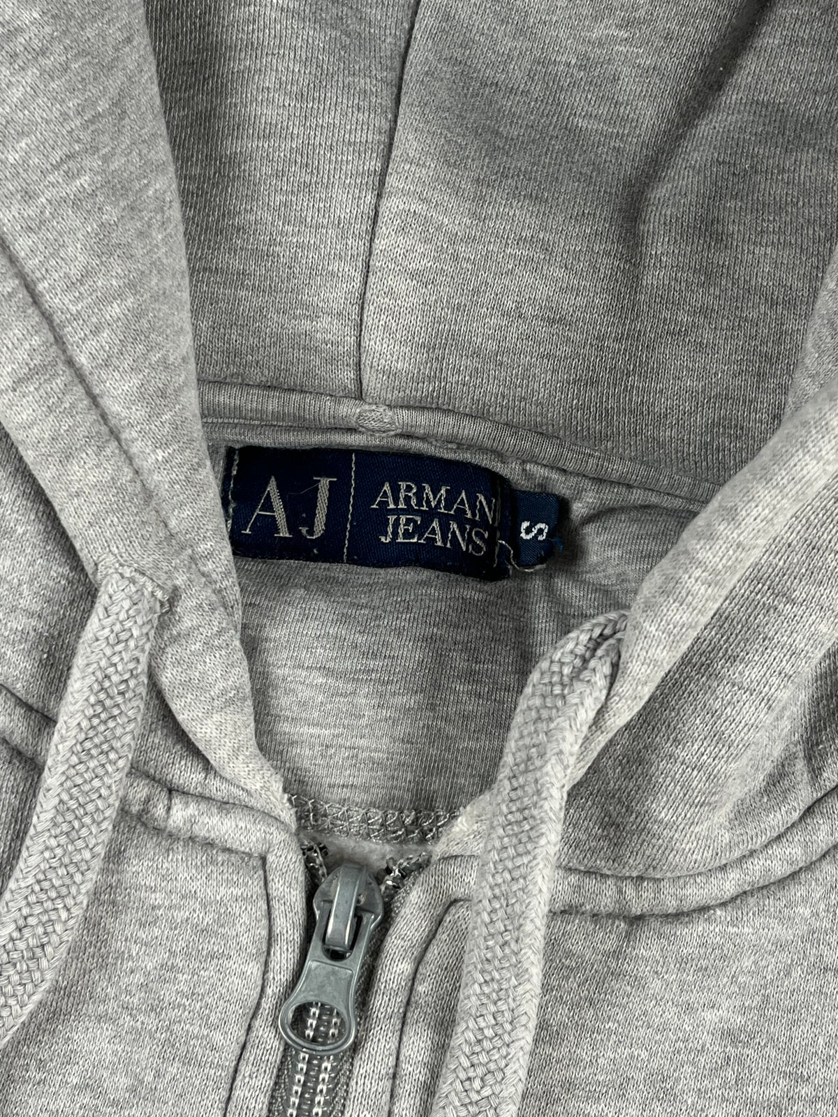 Sudadera con capucha y cremallera Armani Jeans vintage de los años 2000 "Gris/Negro" (S)