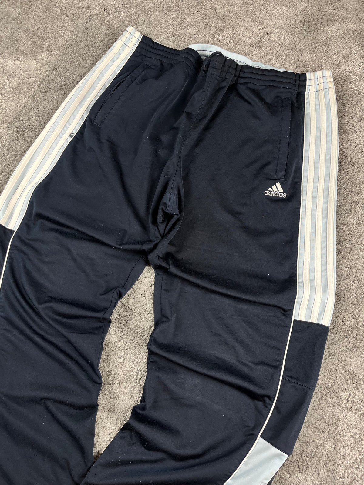Pantalon de survêtement Adidas 3 bandes vintage années 2000 « Marine/Bleu » (XL)