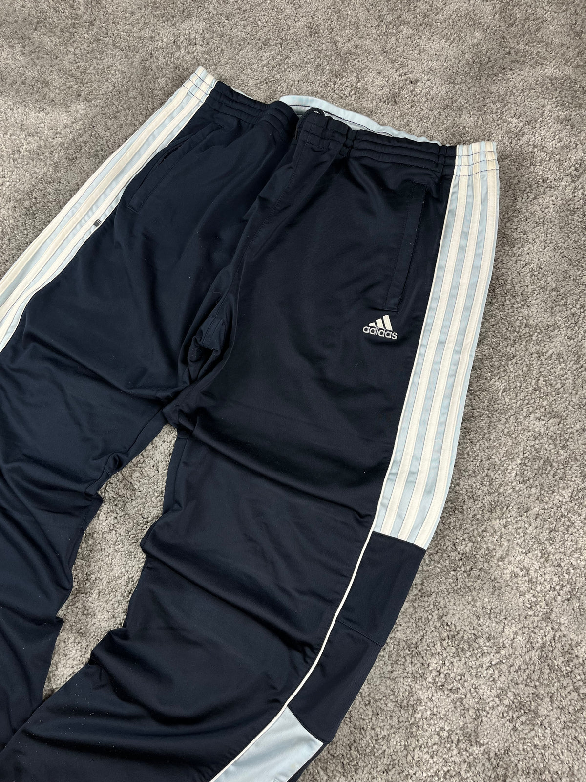 Pantalon de survêtement Adidas 3 bandes vintage années 2000 « Marine/Bleu » (XL)