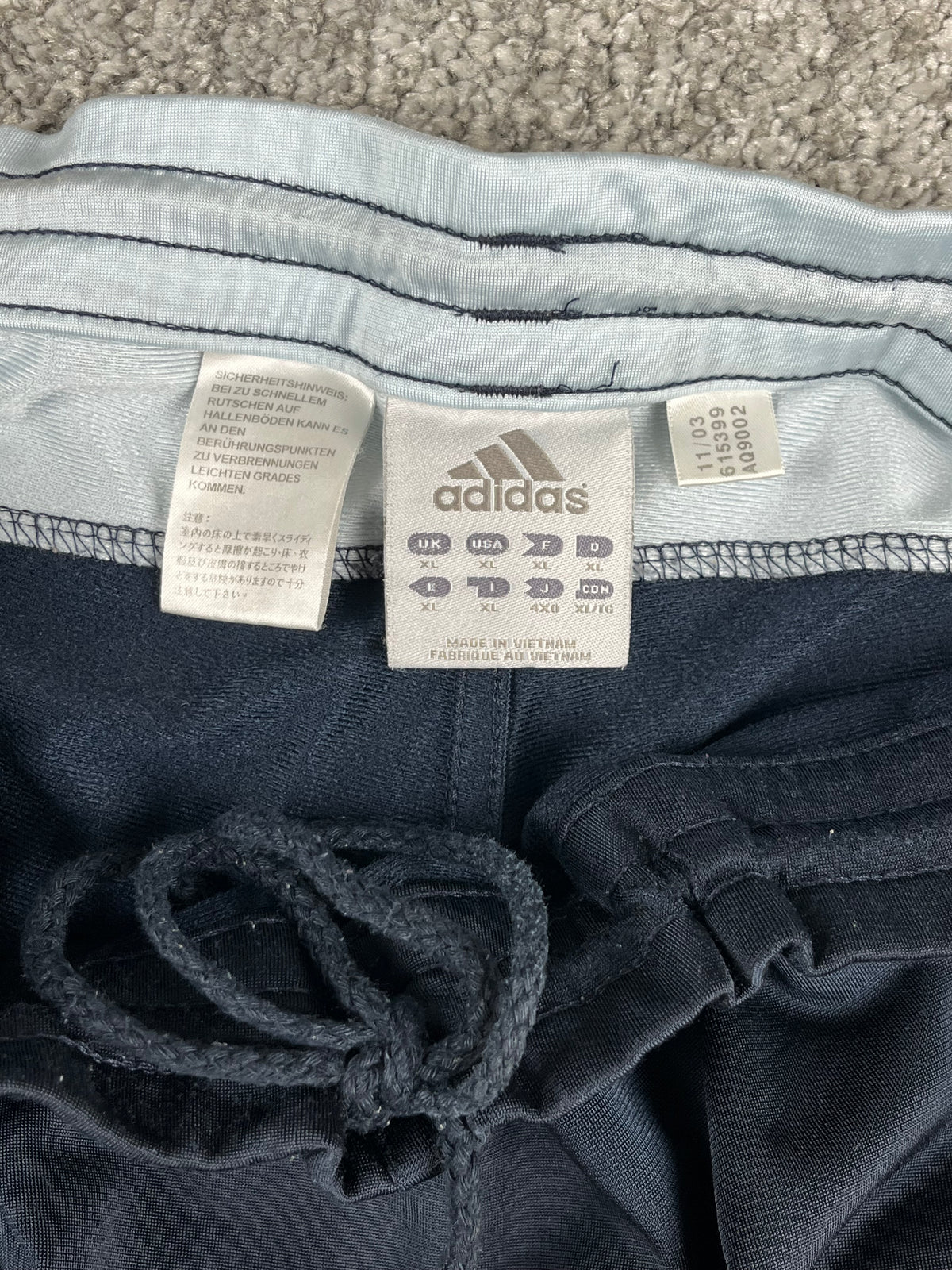 Pantalon de survêtement Adidas 3 bandes vintage années 2000 « Marine/Bleu » (XL)