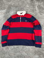 Polo Ralph Lauren Rugby Shirt Vintage Striped Preppy "Red/Navy" (S)
