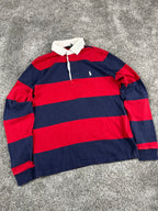 Polo Ralph Lauren Rugby Shirt Vintage Striped Preppy "Red/Navy" (S)