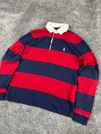 Polo Ralph Lauren Rugby Shirt Vintage Striped Preppy "Red/Navy" (S)
