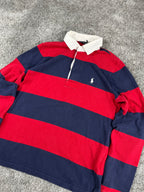Polo Ralph Lauren Rugby Shirt Vintage Striped Preppy "Red/Navy" (S)
