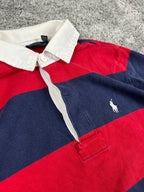 Polo Ralph Lauren Rugby Shirt Vintage Striped Preppy "Red/Navy" (S)