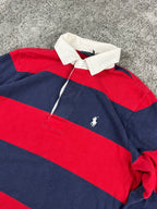 Polo Ralph Lauren Rugby Shirt Vintage Striped Preppy "Red/Navy" (S)