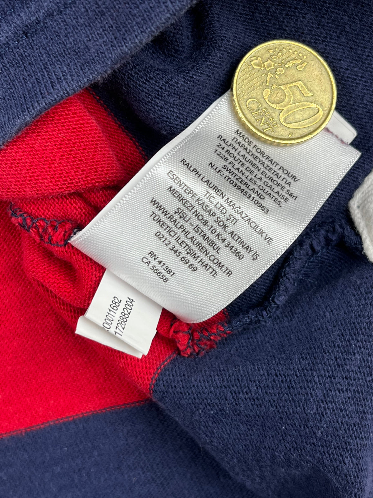 Polo Ralph Lauren Rugby Shirt Vintage Striped Preppy "Red/Navy" (S)
