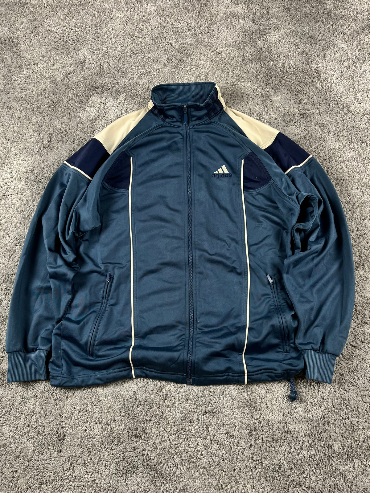 Adidas 3 Stripes Tracksuit Vintage 2000s "Navy/Beig" (XL)