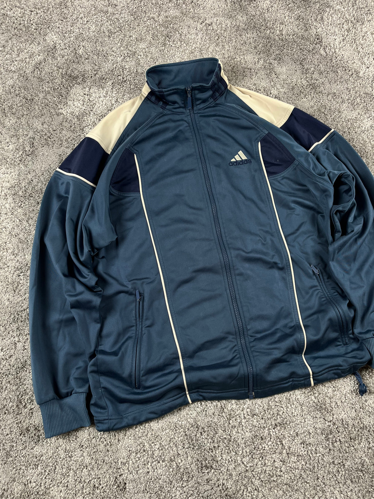Adidas 3 Stripes Tracksuit Vintage 2000s "Navy/Beig" (XL)
