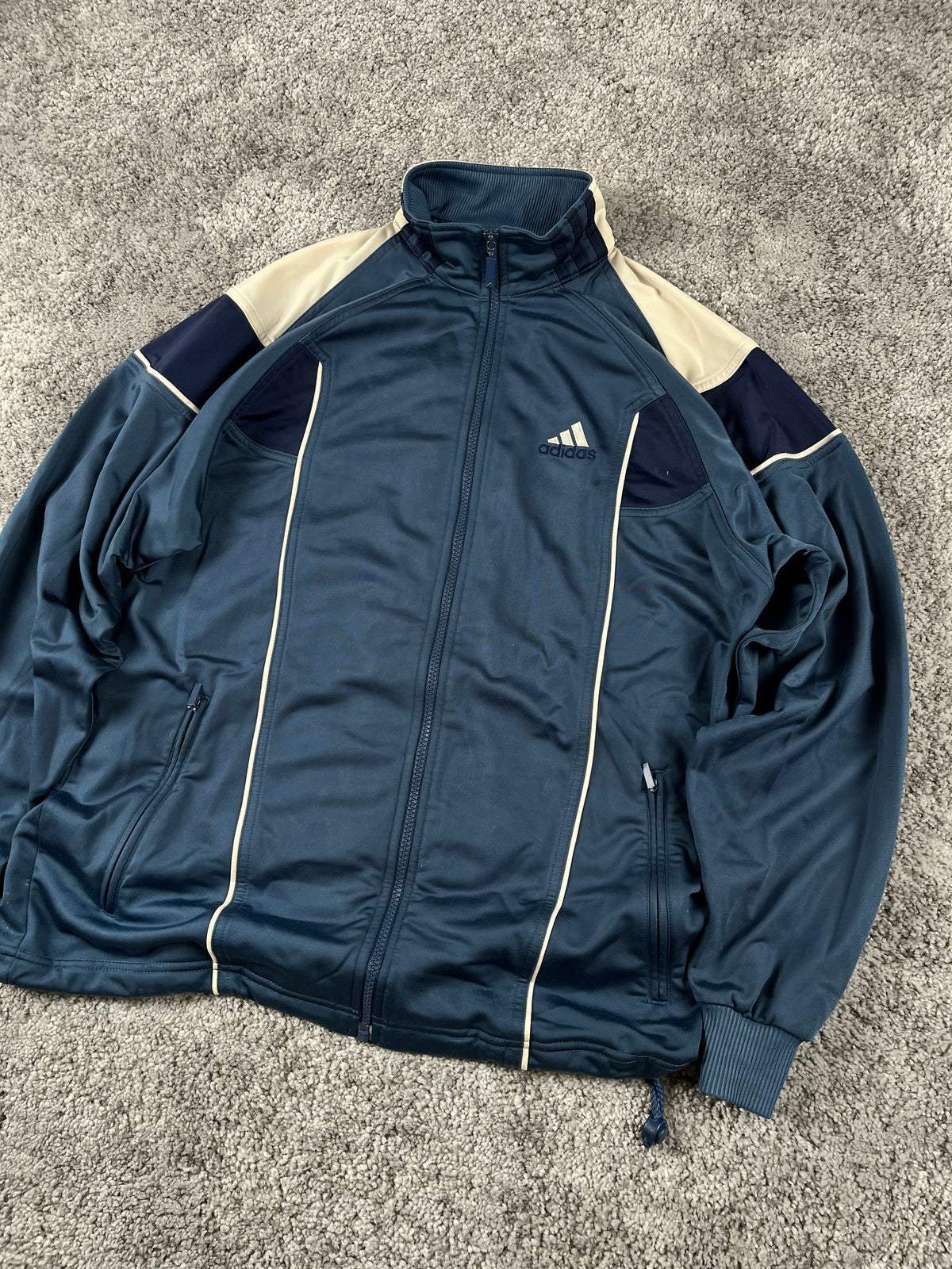 Adidas 3 Stripes Tracksuit Vintage 2000s "Navy/Beig" (XL)