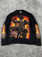 Camiseta de manga larga con gráfico Y2K Rock Eagle "Negro" (G)