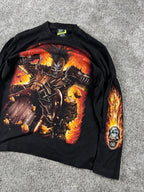Camiseta de manga larga con gráfico Y2K Rock Eagle "Negro" (G)