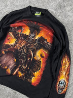Camiseta de manga larga con gráfico Y2K Rock Eagle "Negro" (G)