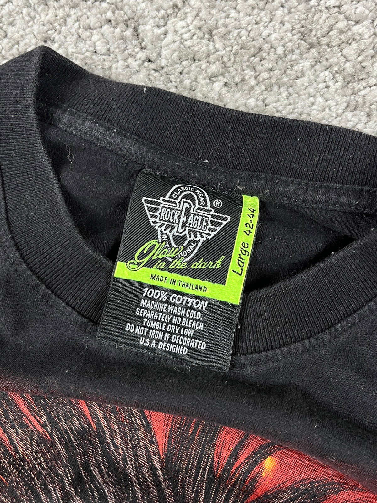 Camiseta de manga larga con gráfico Y2K Rock Eagle "Negro" (G)