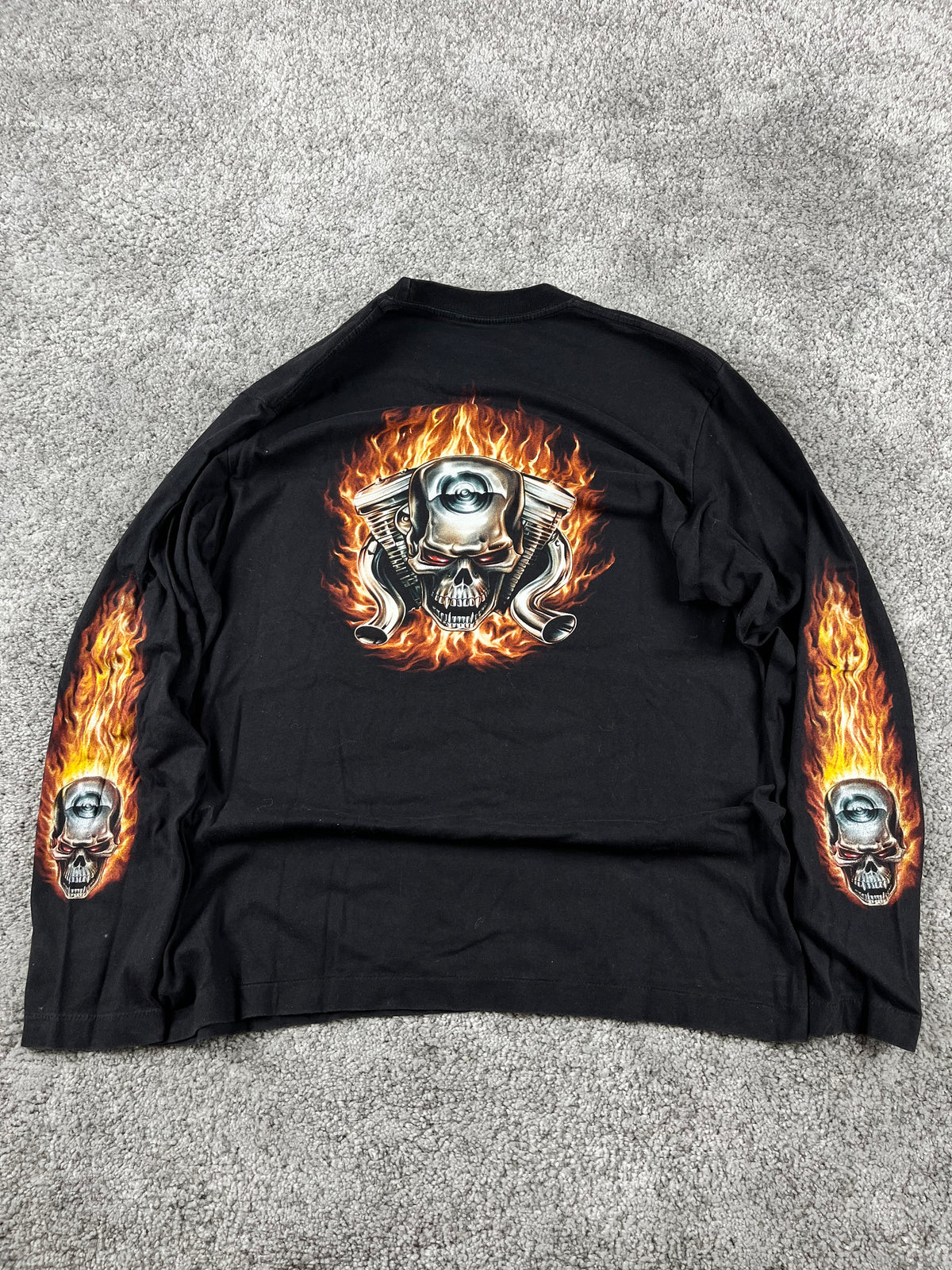 Camiseta de manga larga con gráfico Y2K Rock Eagle "Negro" (G)