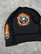 Camiseta de manga larga con gráfico Y2K Rock Eagle "Negro" (G)