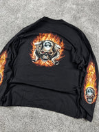 Camiseta de manga larga con gráfico Y2K Rock Eagle "Negro" (G)
