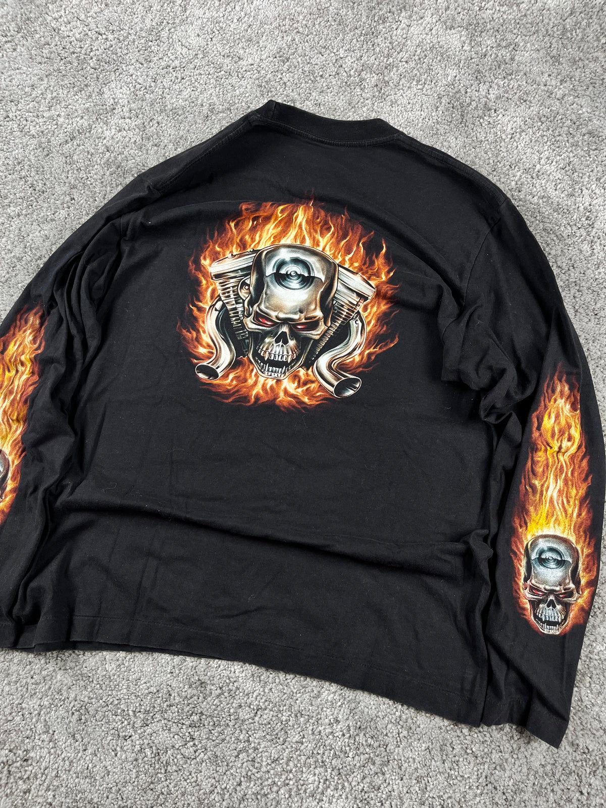 Camiseta de manga larga con gráfico Y2K Rock Eagle "Negro" (G)