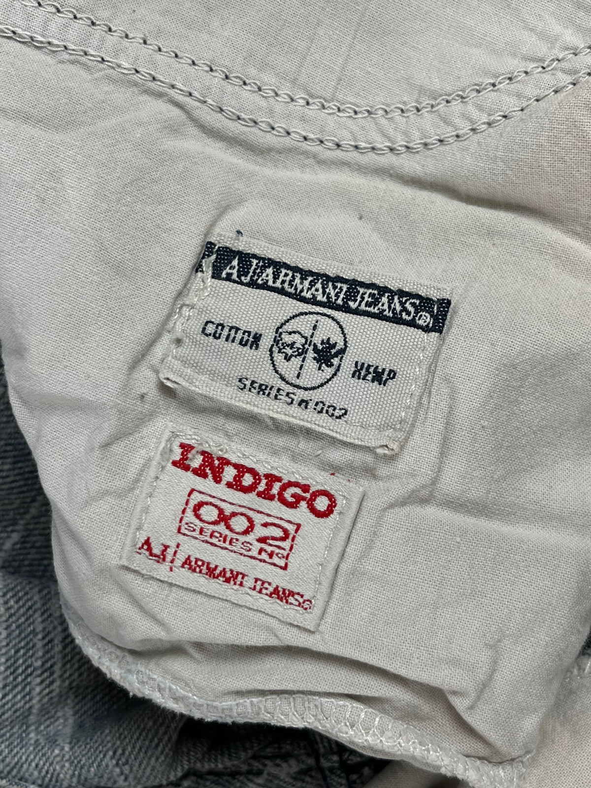 Bolso "Denim" estampado de estilo baggy streetwear Y2K de Armani Jeans, hecho en Italia (M)