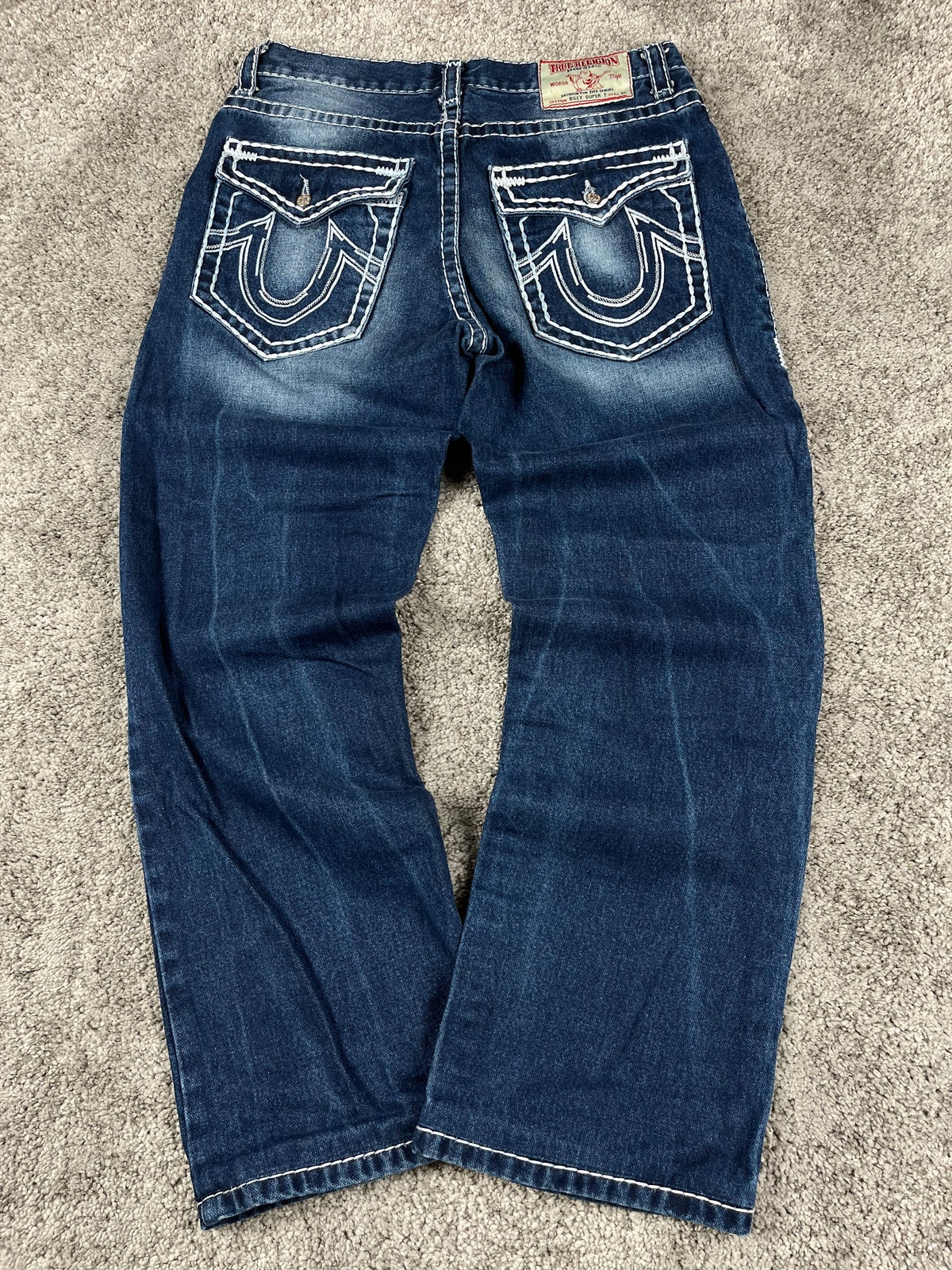 True Religion Made in USA Jeans Y2K Baggy Streetwear "Denim" Estampado (S)