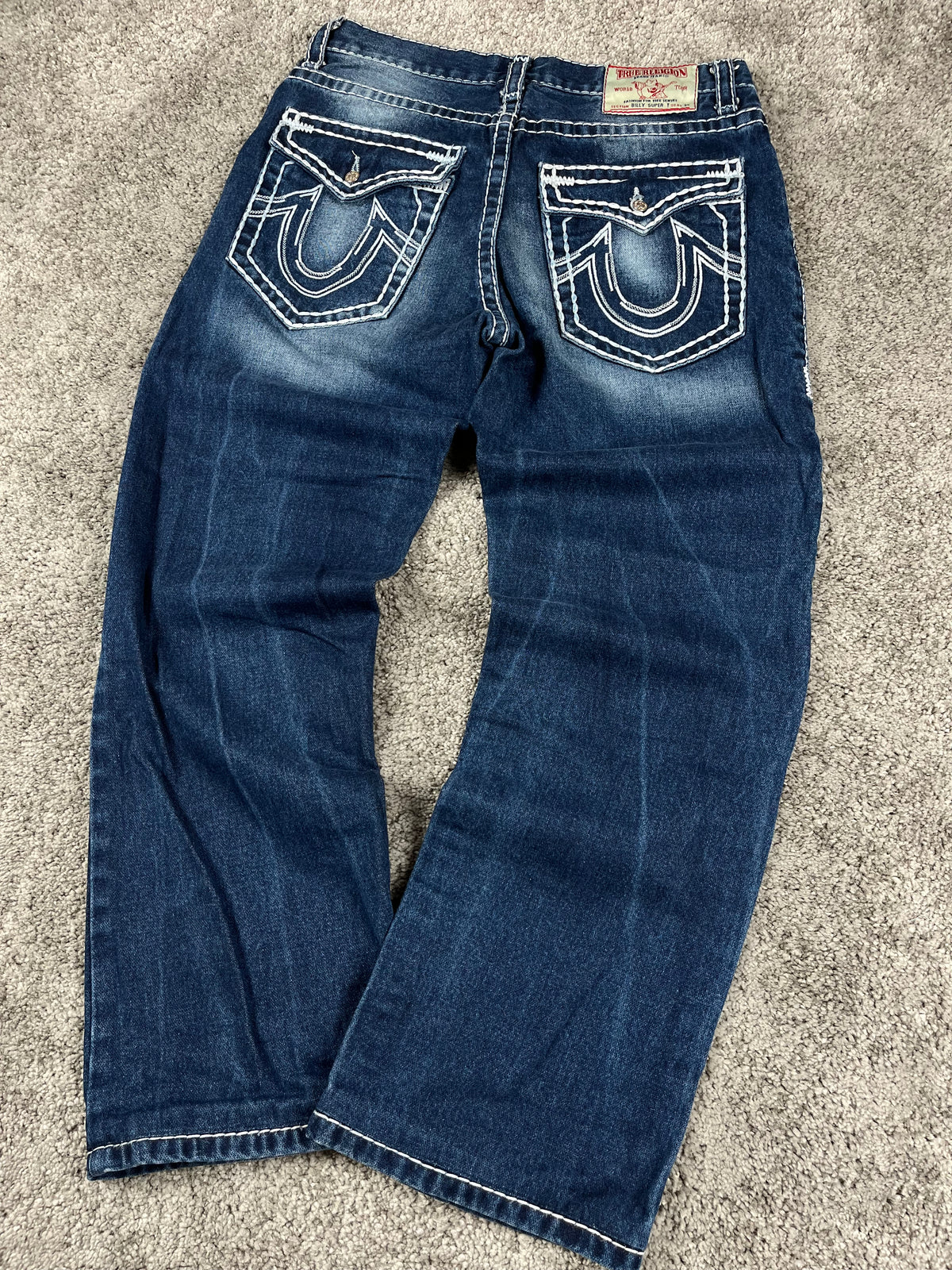 True Religion Made in USA Jeans Y2K Baggy Streetwear "Denim" Estampado (S)