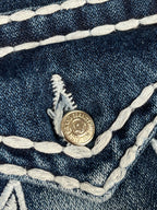 Jean True Religion « Made in USA » style baggy streetwear Y2K, motif « Denim » (S)