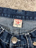 Jean True Religion « Made in USA » style baggy streetwear Y2K, motif « Denim » (S)
