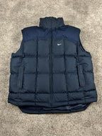 Gilet matelassé Nike vintage années 2000 "Bleu marine/Bleu" (XXL)