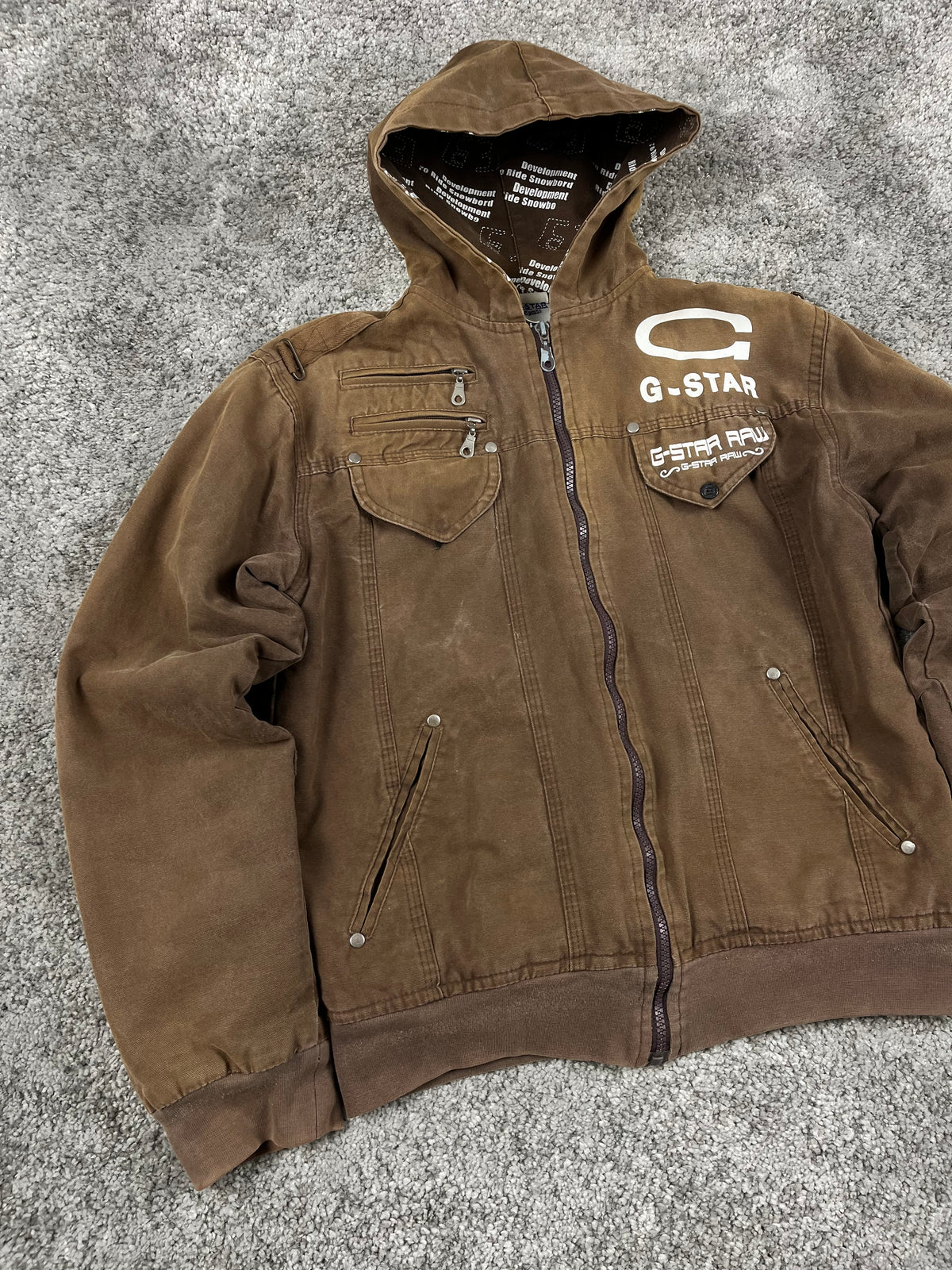 G-Star Vintage Padded Denim Work Jacket "Washed Brown" (S)