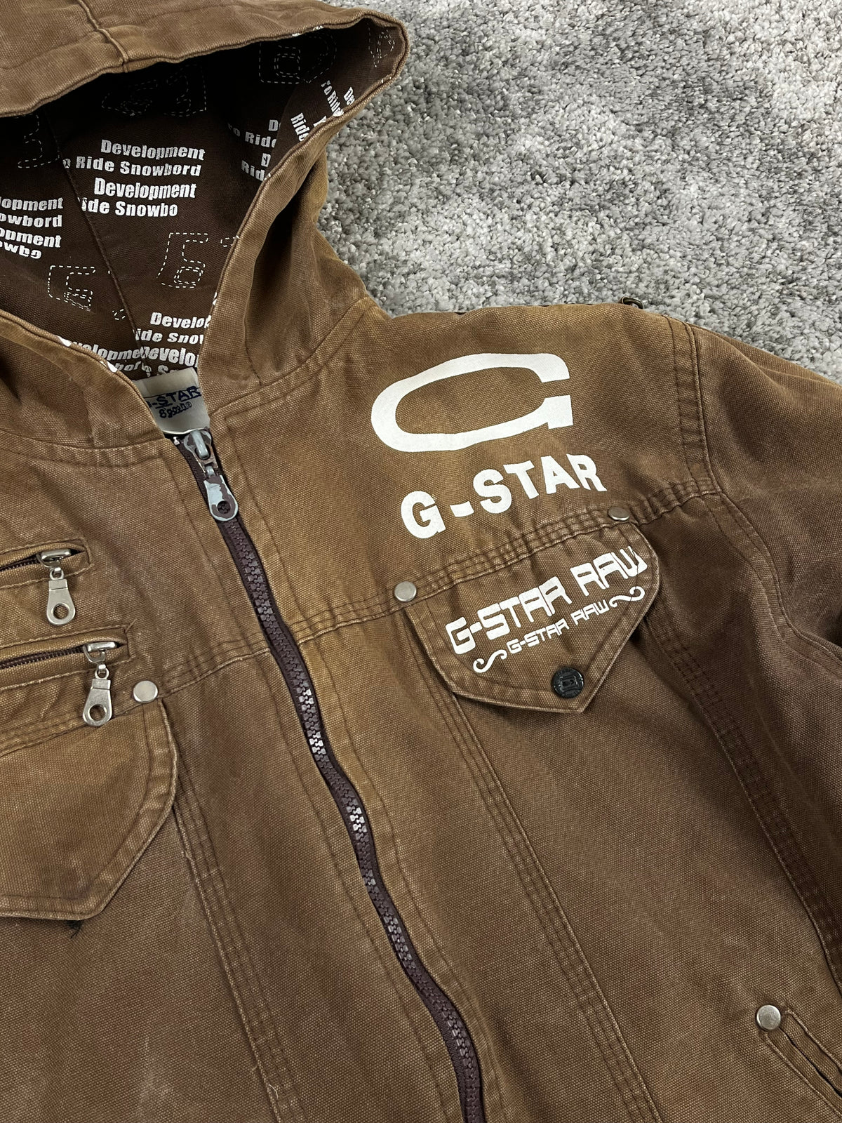 G-Star Vintage Padded Denim Work Jacket "Washed Brown" (S)