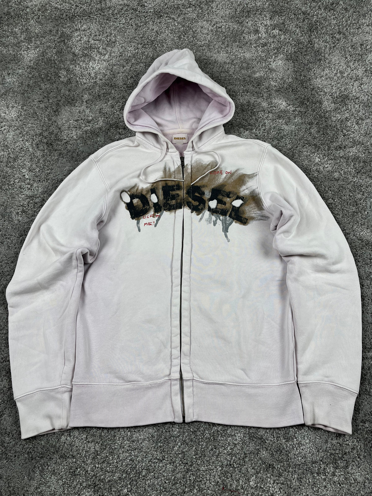 Diesel Graphic Logo flame effect Hoodie "Washed Pink" (M)