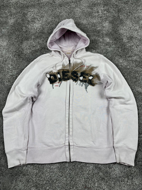 Diesel Graphic Logo flame effect Hoodie "Washed Pink" (M)