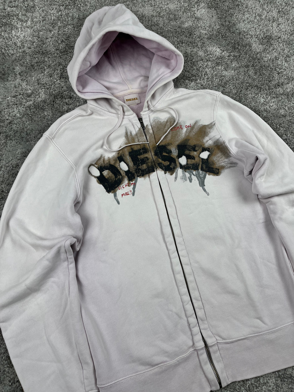 Diesel Graphic Logo flame effect Hoodie "Washed Pink" (M)