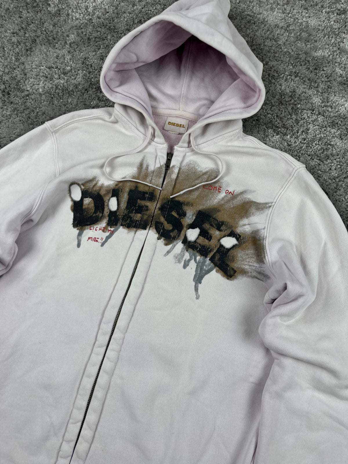 Diesel Graphic Logo flame effect Hoodie "Washed Pink" (M)