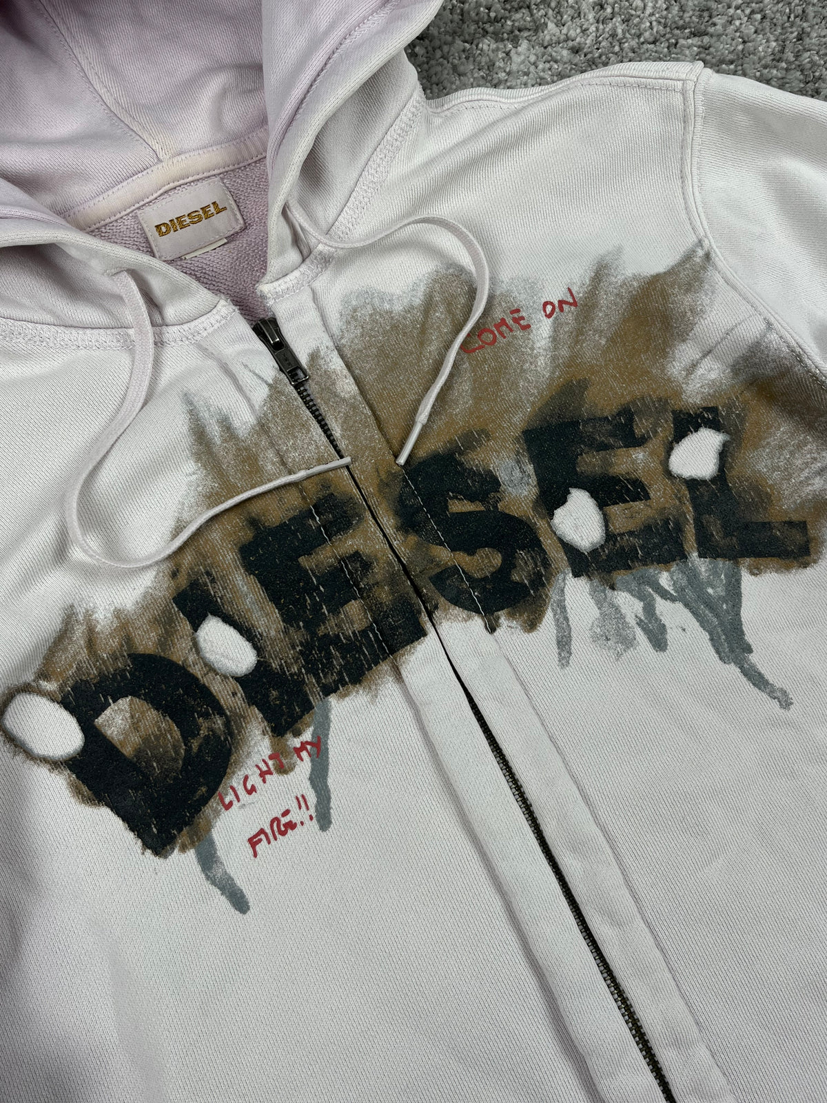 Diesel Graphic Logo flame effect Hoodie "Washed Pink" (M)