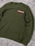 Diesel Vintage Knit Sweater "Olive Green" Number Logo (L)