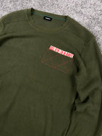 Diesel Vintage Knit Sweater "Olive Green" Number Logo (L)