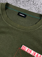 Diesel Vintage Knit Sweater "Olive Green" Number Logo (L)
