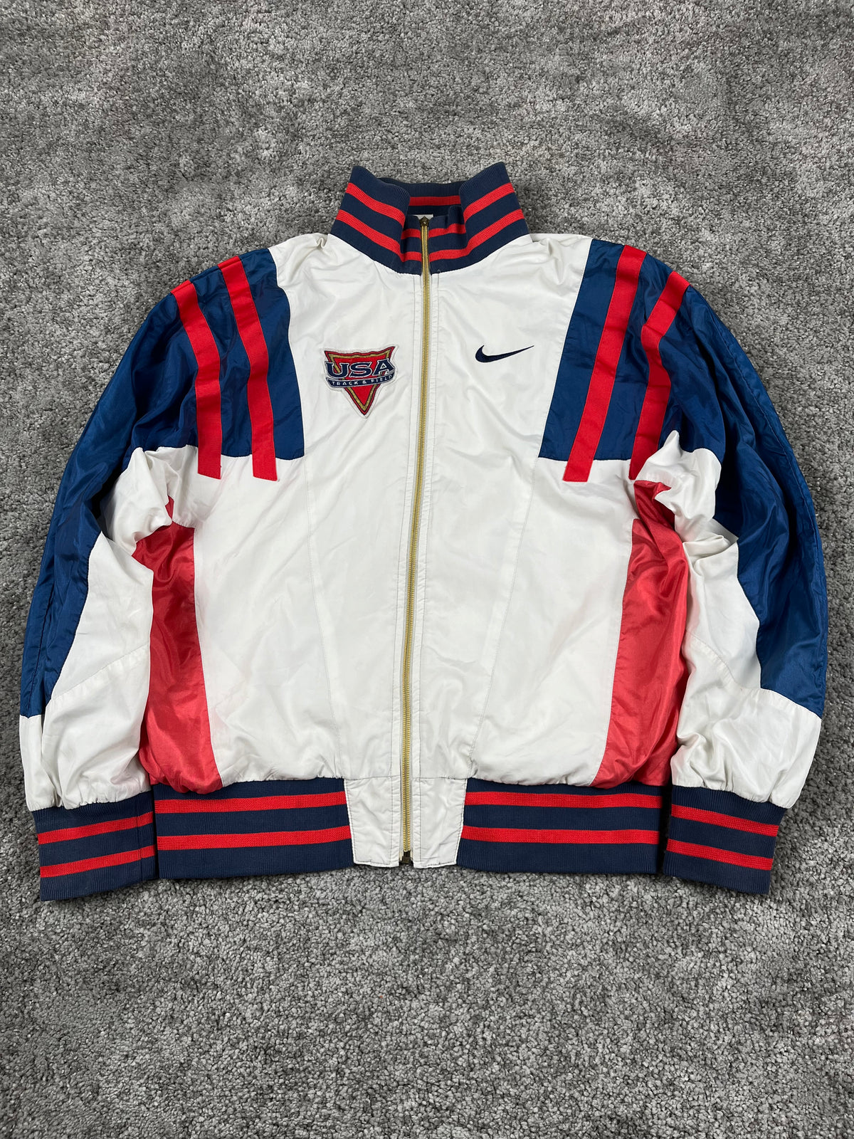 Nike Track Jacket Vintage 80S Made in USA "White/Blue/Red" (L)