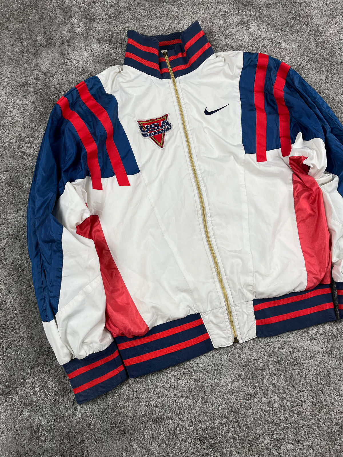 Nike Track Jacket Vintage 80S Made in USA "White/Blue/Red" (L)