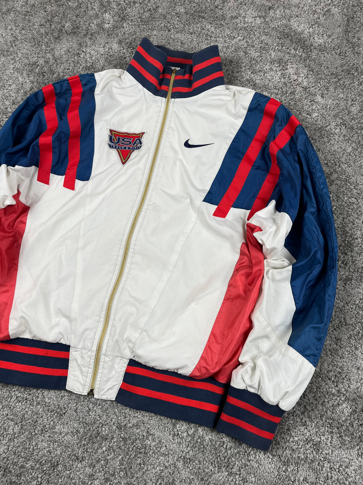 Nike Track Jacket Vintage 80S Made in USA "White/Blue/Red" (L)