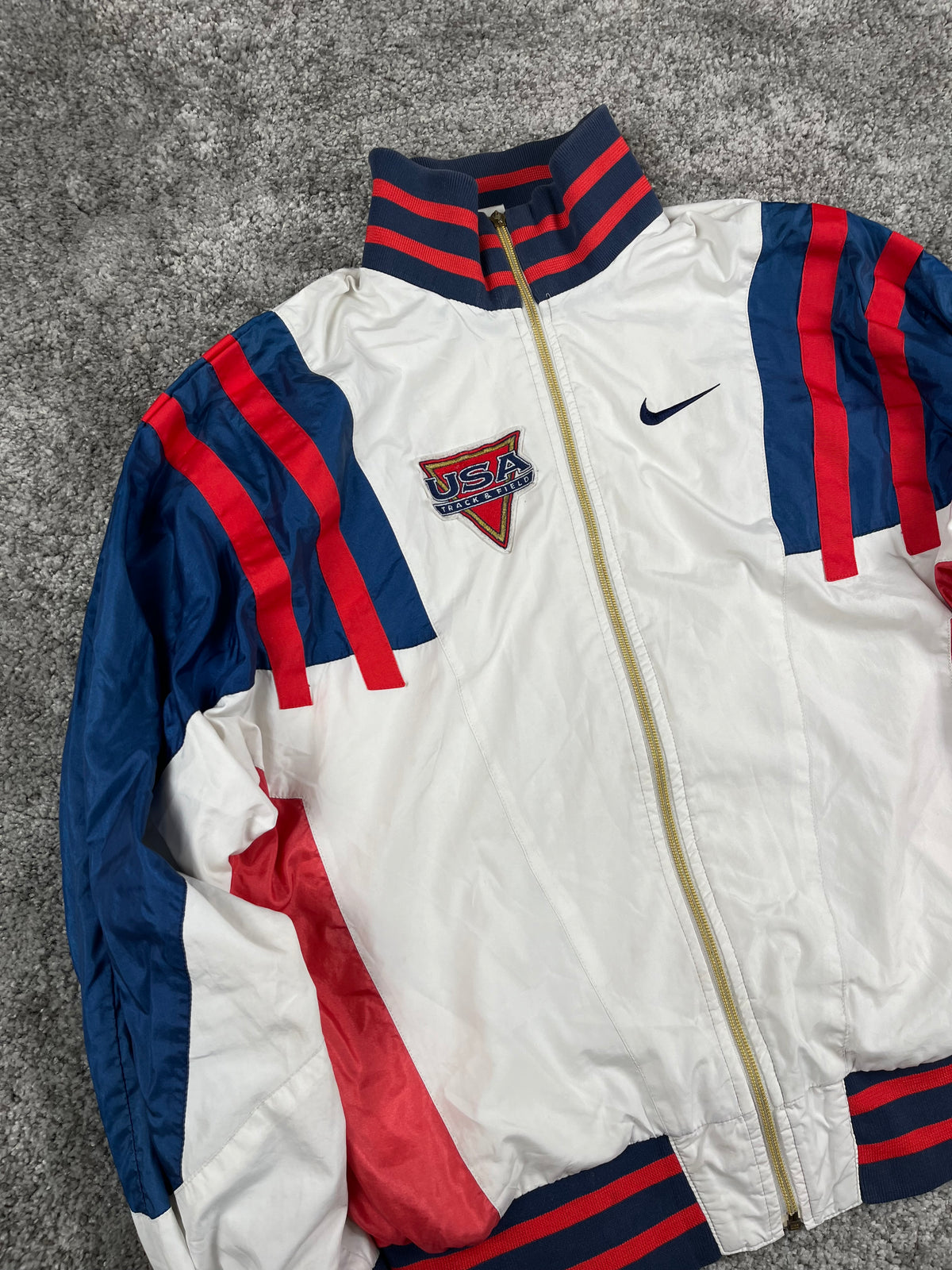 Nike Track Jacket Vintage 80S Made in USA "White/Blue/Red" (L)
