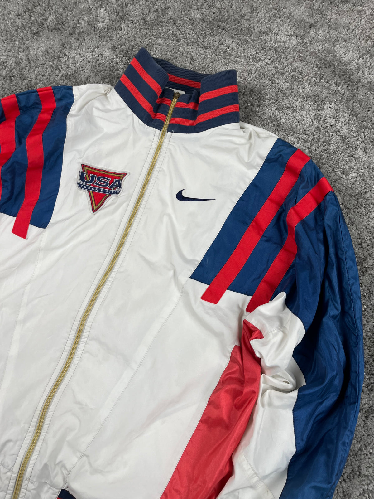 Nike Track Jacket Vintage 80S Made in USA "White/Blue/Red" (L)