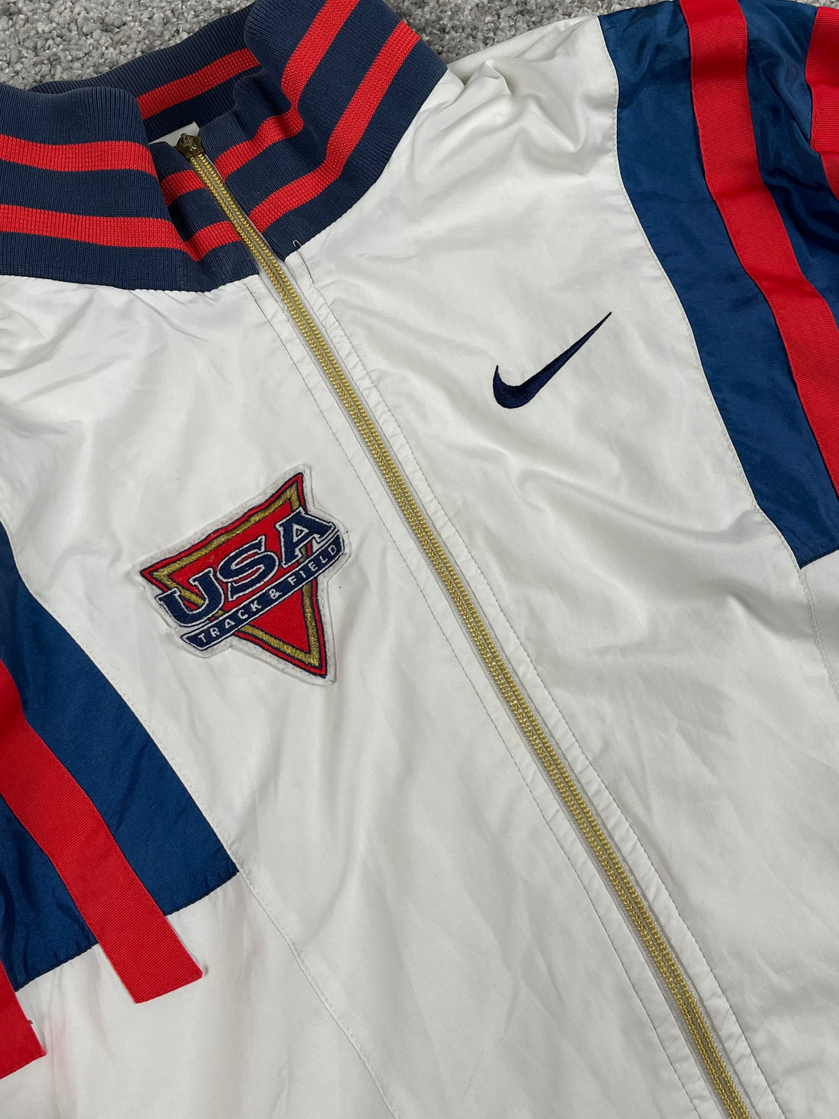 Nike Track Jacket Vintage 80S Made in USA "White/Blue/Red" (L)