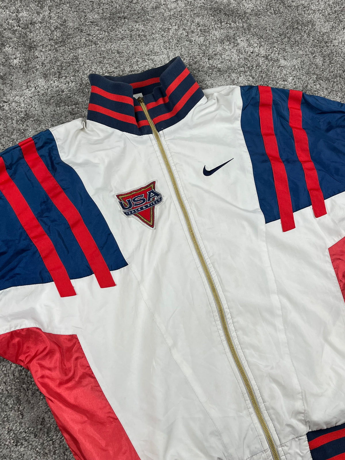 Nike Track Jacket Vintage 80S Made in USA "White/Blue/Red" (L)