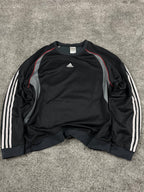Adidas Crewneck Sweatshirt Vintage Y2K 2000S "Black/Grey/Red" (XXL)
